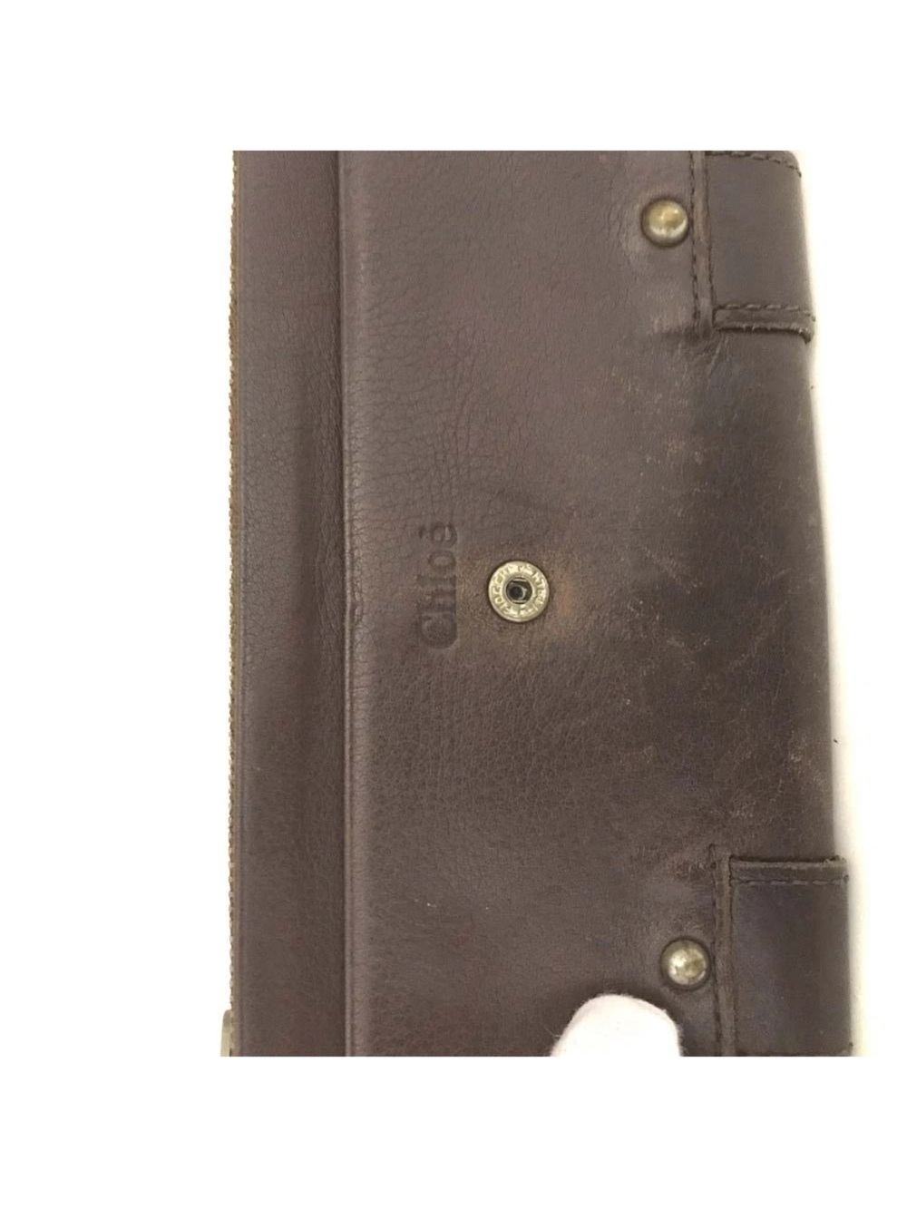 Chloé Vintage Dark Brown Leather Metal Plate Continental Flap Wallet👝 - Picture 8 of 8